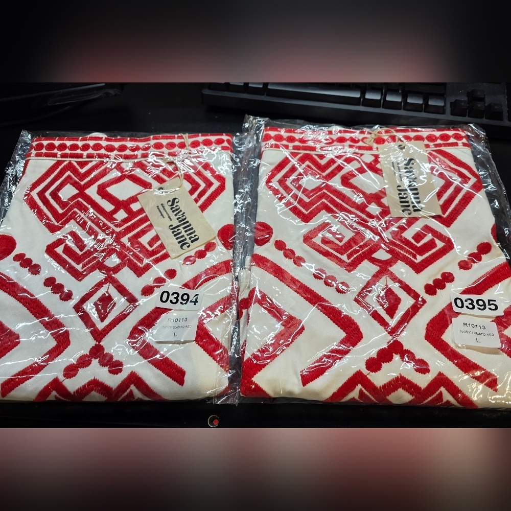Savanna Jane White Mini Skirt with Red Geometric Embroidery - Picture 5 of 10
